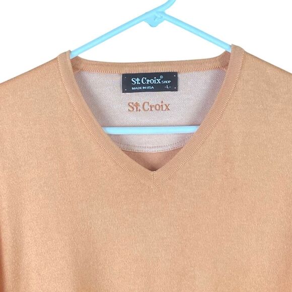St. Croix Peach Cotton Blend Light V-Neck Knit Sweater Men’s Size Large - Picture 2 of 4